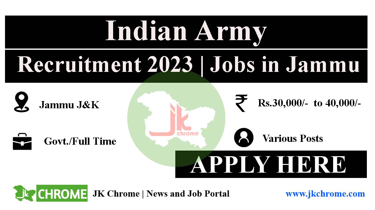 Indian Army Recruitment 2023 in Jammu | Apply link is here