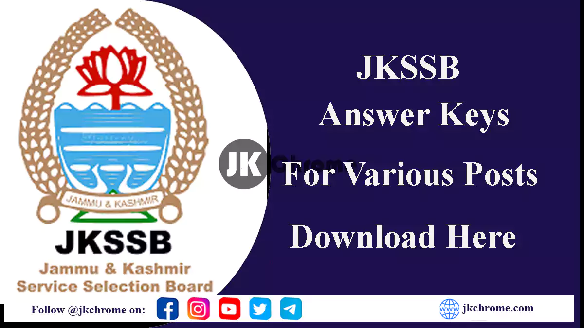 JKSSB Answer Key for various posts | Download