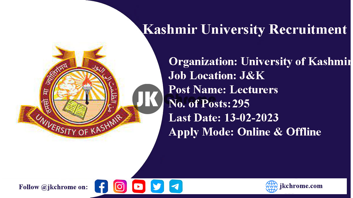 Kashmir University Lecturers Recruitment 2023