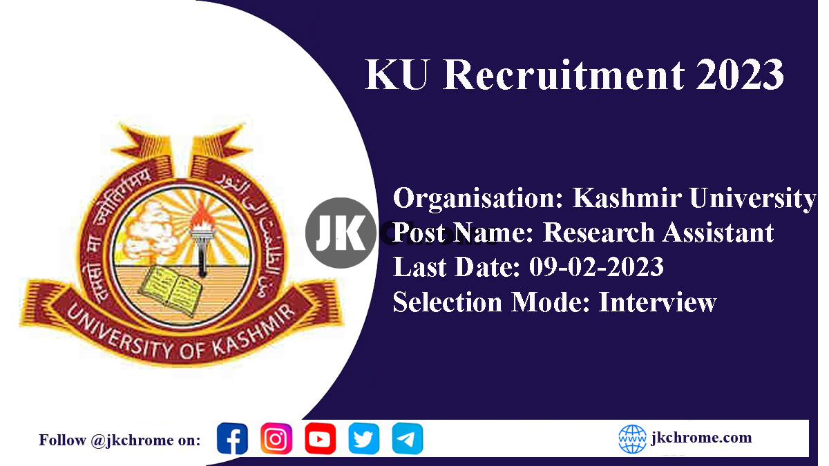 Kashmir University Research Assistant Job Recruitment 2023