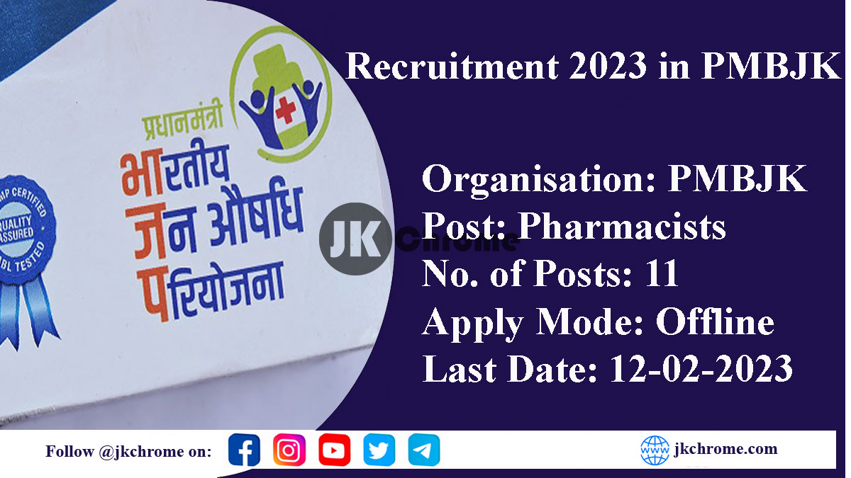 Pharmacists Recruitment 2023 in PMBJK
