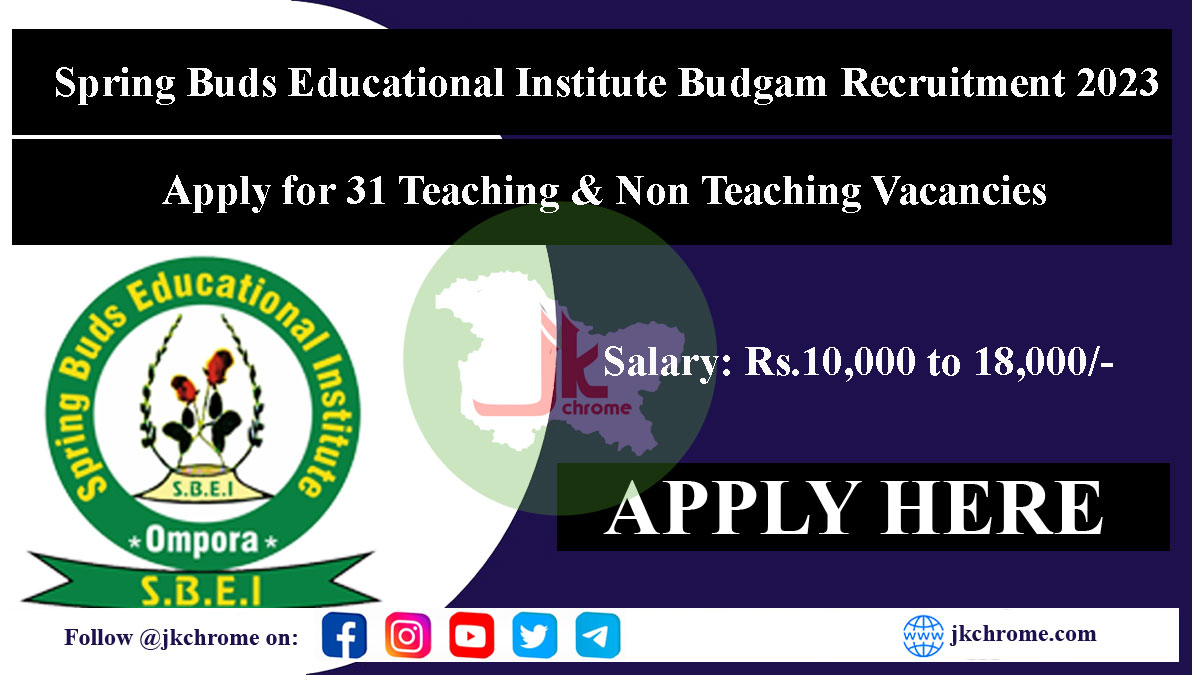 Spring Buds Educational Institute Budgam Jobs Recruitment 2023