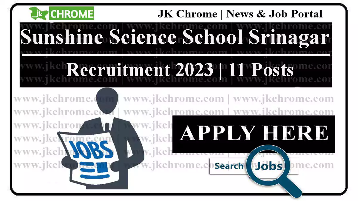 Sunshine Science School Srinagar Job Vacancies 2023