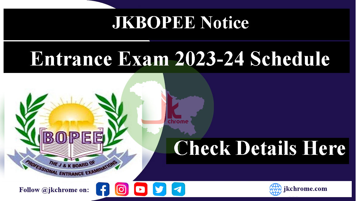 JKBOPEE Entrance Exam 2023-24 Schedule