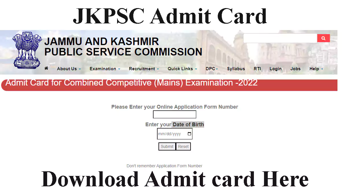 JKPSC CCE Mains 2022 Admit card out