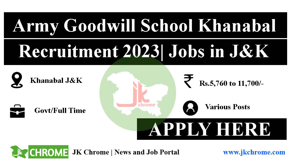 Job Vacancies in Army Goodwill School Khanabal