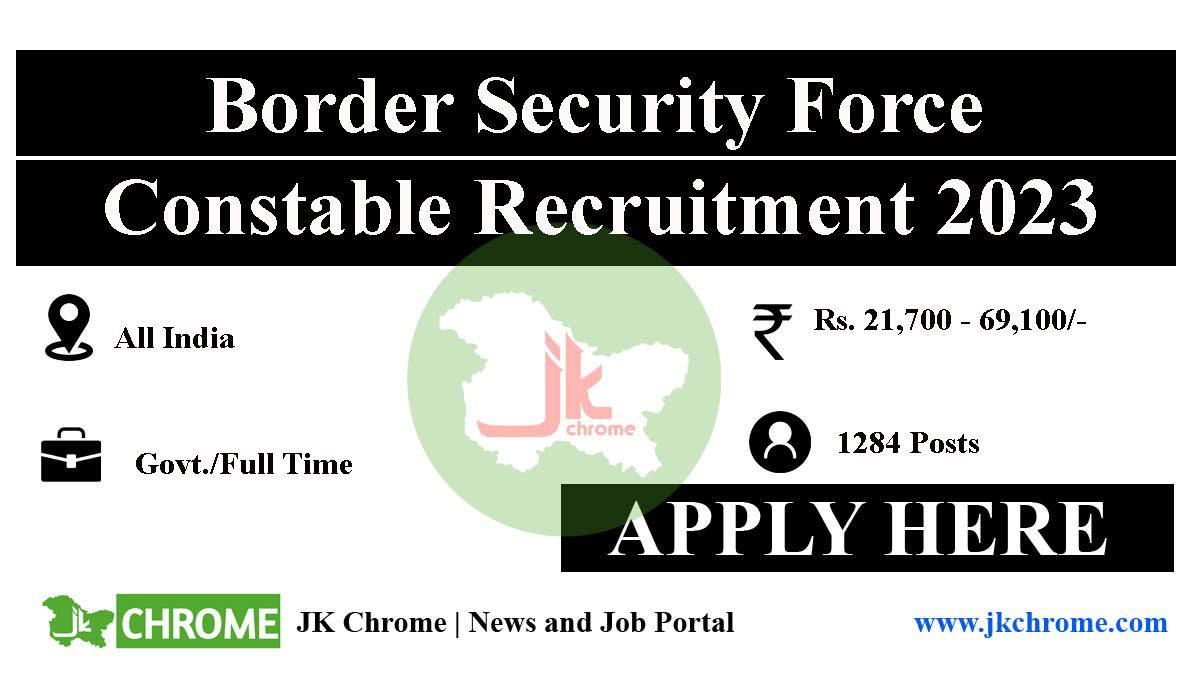 BSF Constable Tradesman Recruitment 2023 | 1284 Constable Vacancies
