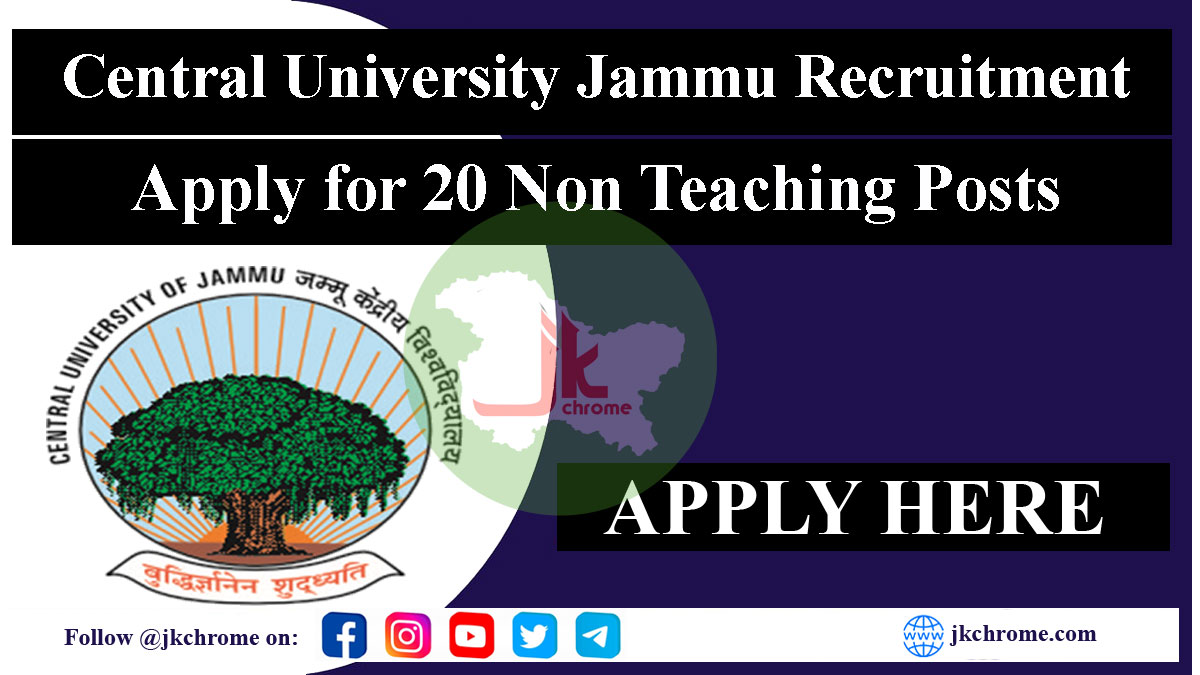 Apply for Non-Teaching Jobs at Central University of Jammu 2023 | Various Vacancies