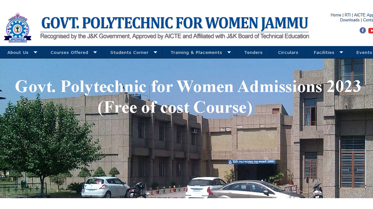Govt. Polytechnic for Women Admissions 2023 (Free of cost Course)