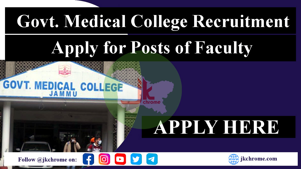 GMC Jammu Invites Applications for Faculty Recruitment 2023