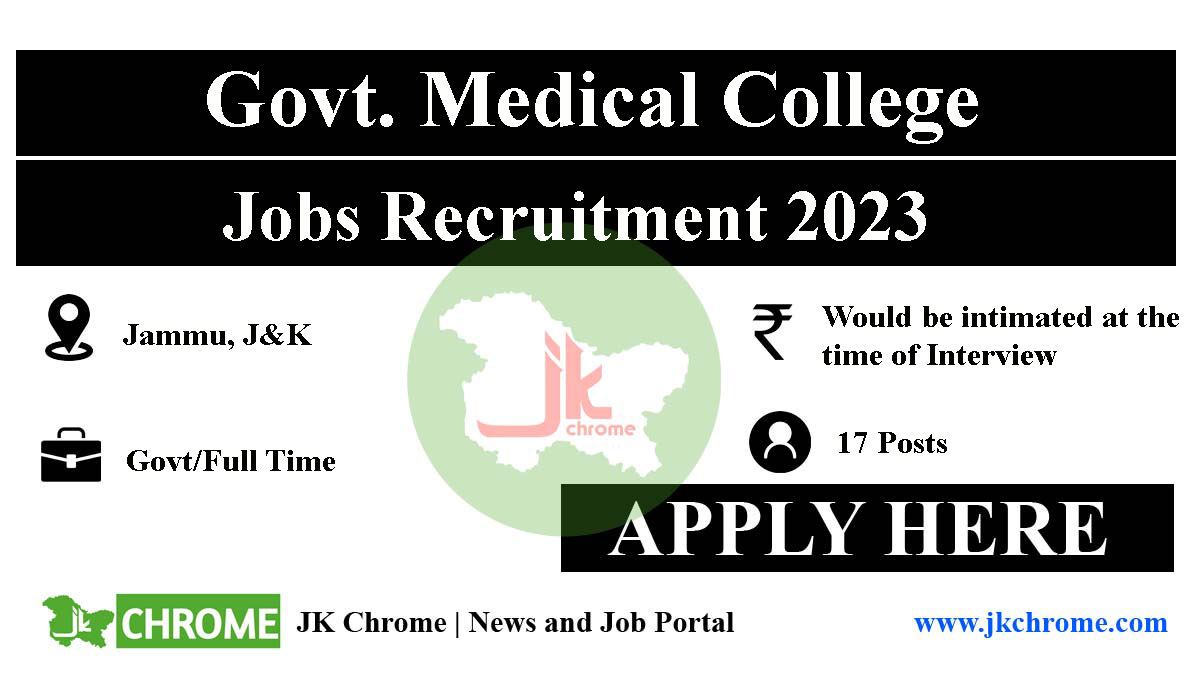 GMC Jammu Job Vacancies 2023 for ICMR project: Apply Now