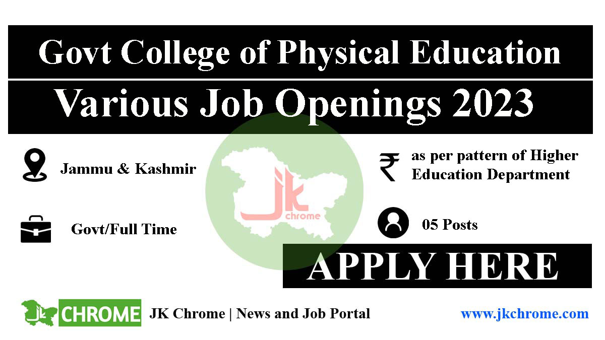 Govt College of Physical Education Jobs Recruitment 2023