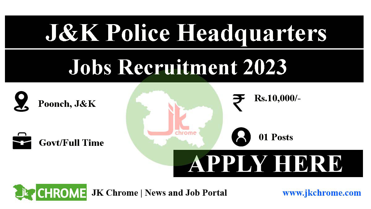 JK Police Headquarters Poonch Job Recruitment 2023
