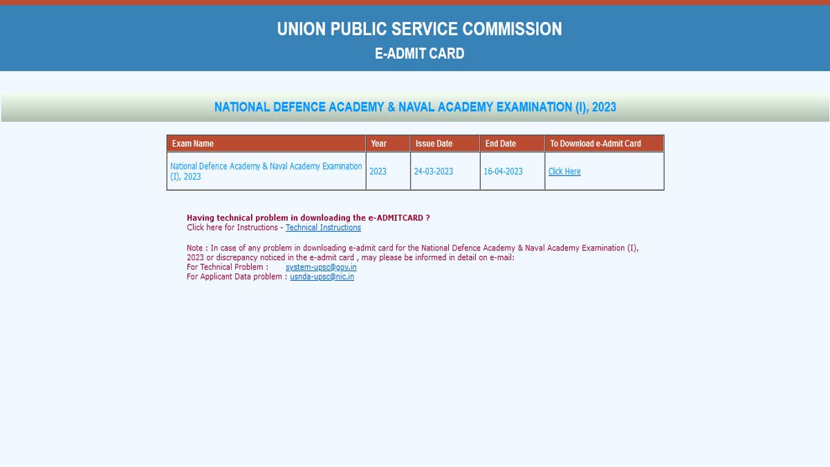 UPSC NDA 1 Admit Card 2023 Released | Download Now from www.upsc.gov.in