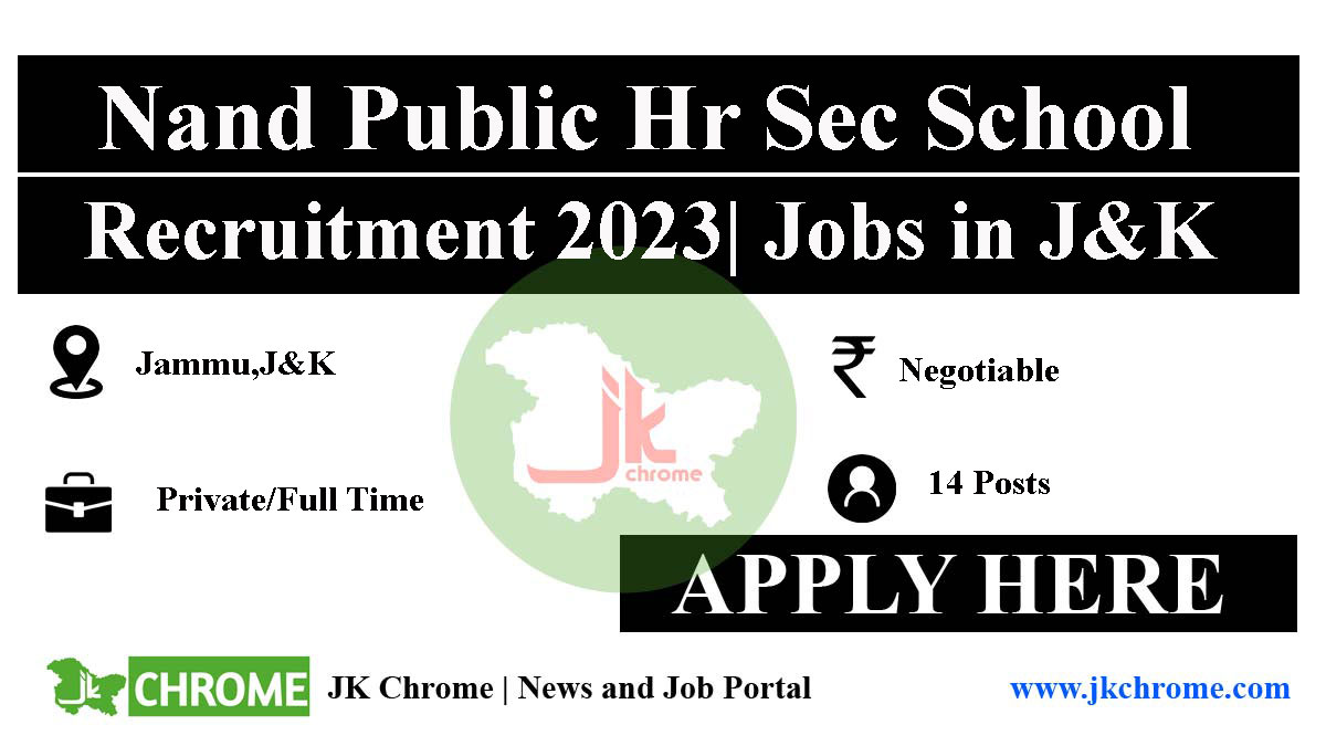 Nand Public Hr Sec School Dogra Nagar Job Vacancies 2023
