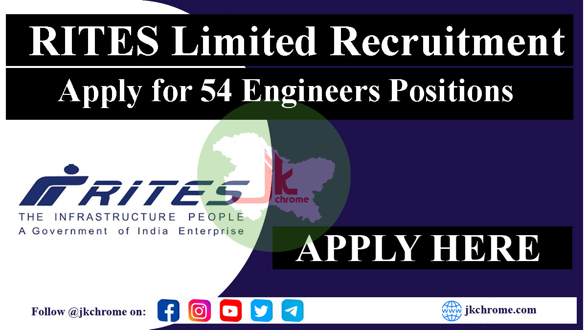 RITES Recruitment of Engineers | 54 Posts available