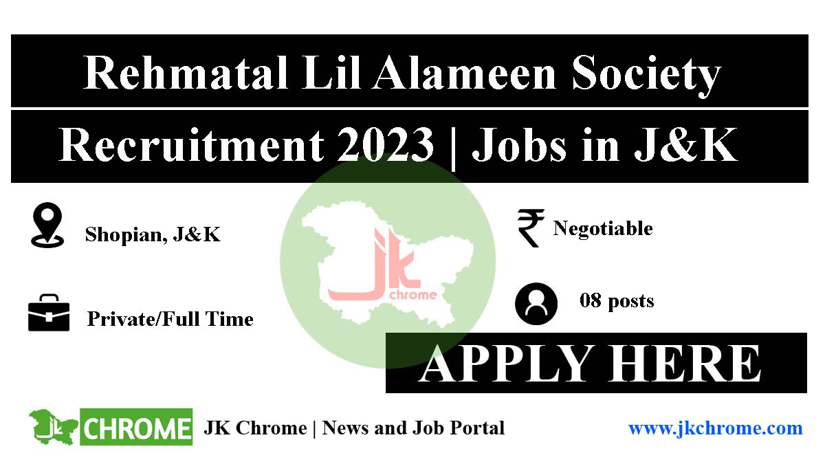 Rehmatal Lil Alameen Society Jobs 2023 | Check details and Apply
