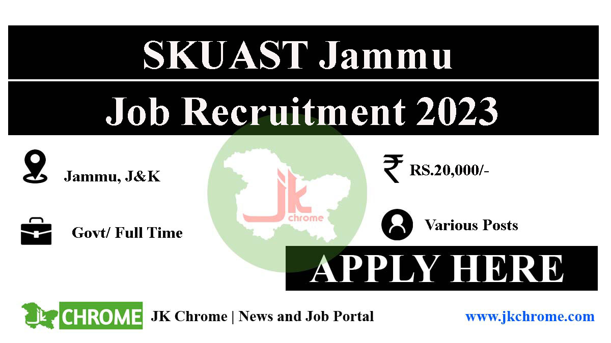 SKUAST Jammu Recruitment 2023 for DRPs | Interview on March 20