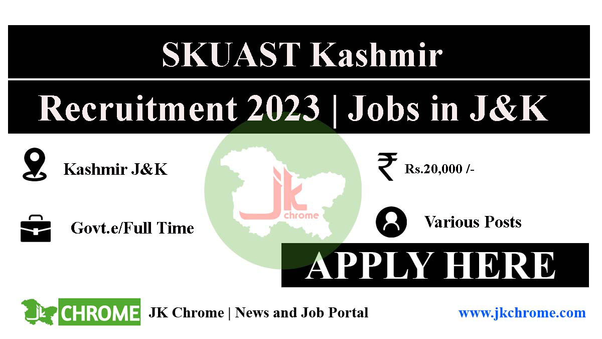 SKUAST Kashmir DRPs Job Recruitment 2023