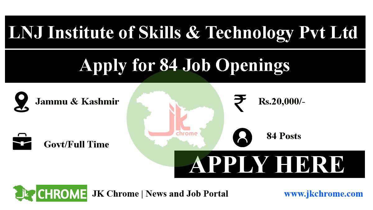 Job Vacancies for Vocational Trainers in Jammu and Kashmir | 84 Posts Available