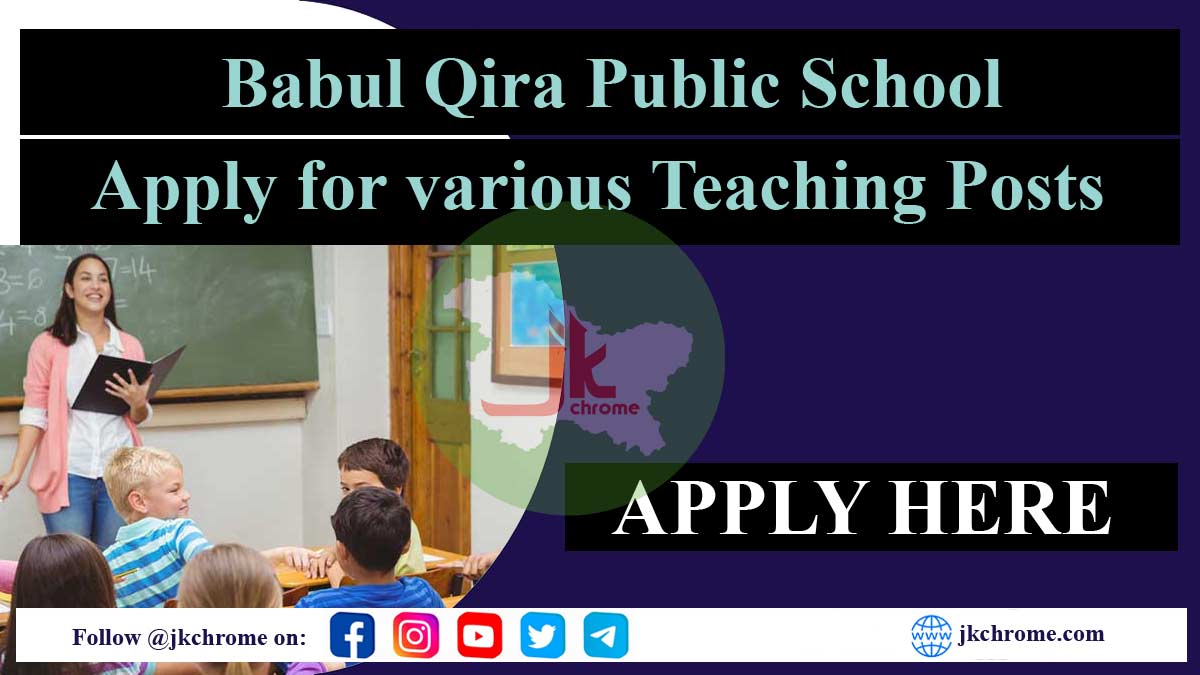 Babul Qira Public School B.K Pora announces multiple job openings for 2023