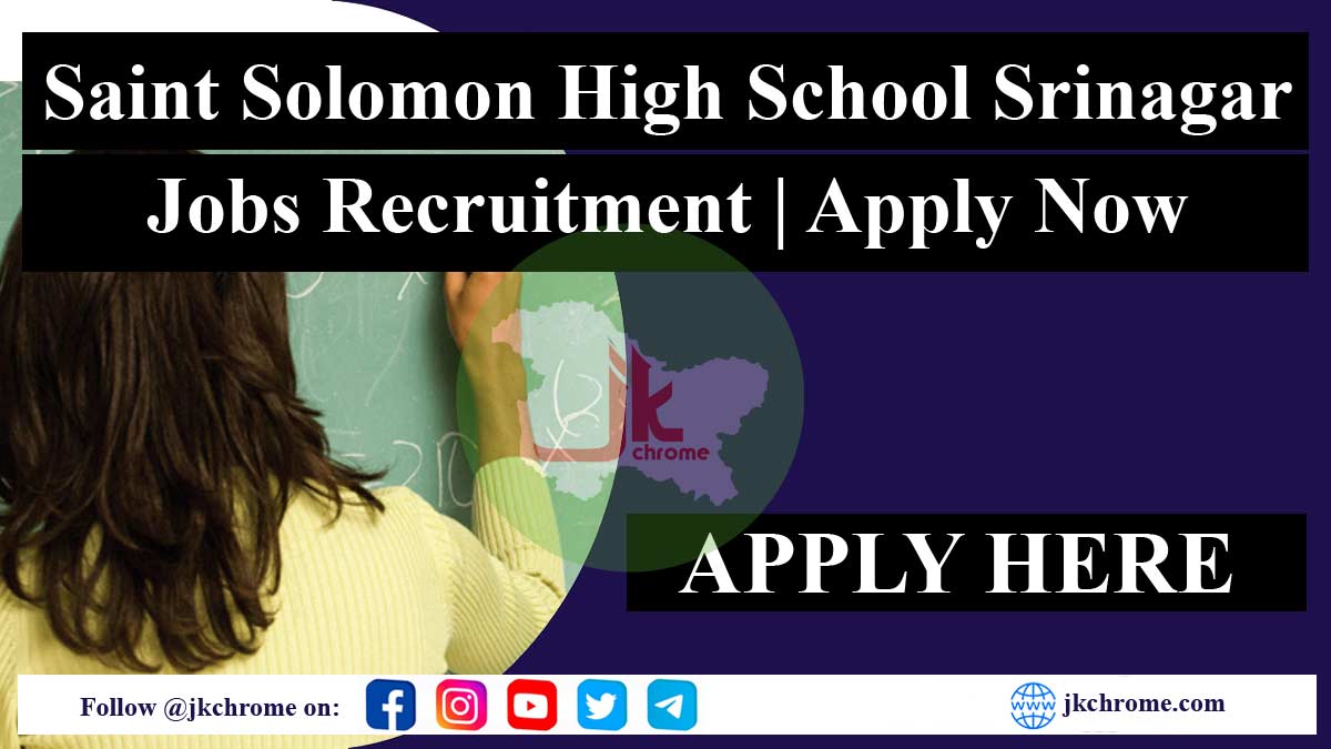 Saint Solomon High School Srinagar Jobs Recruitment | Apply Now
