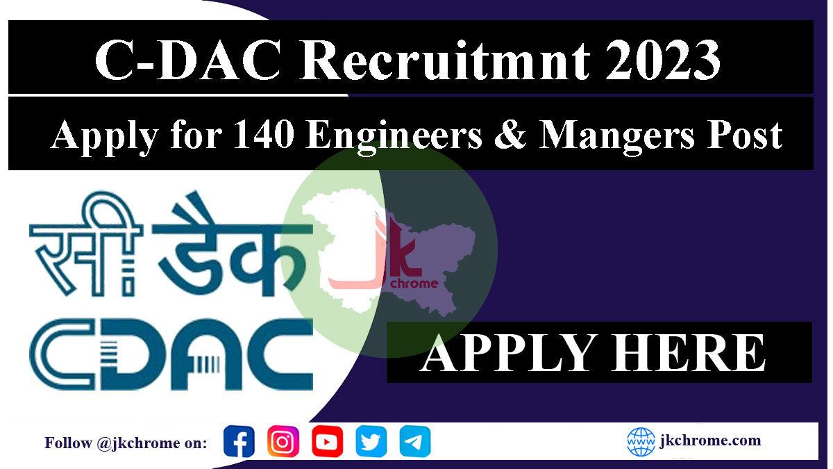 CDAC Recruitment 2023: Apply for 140 Project Managers & Engineers