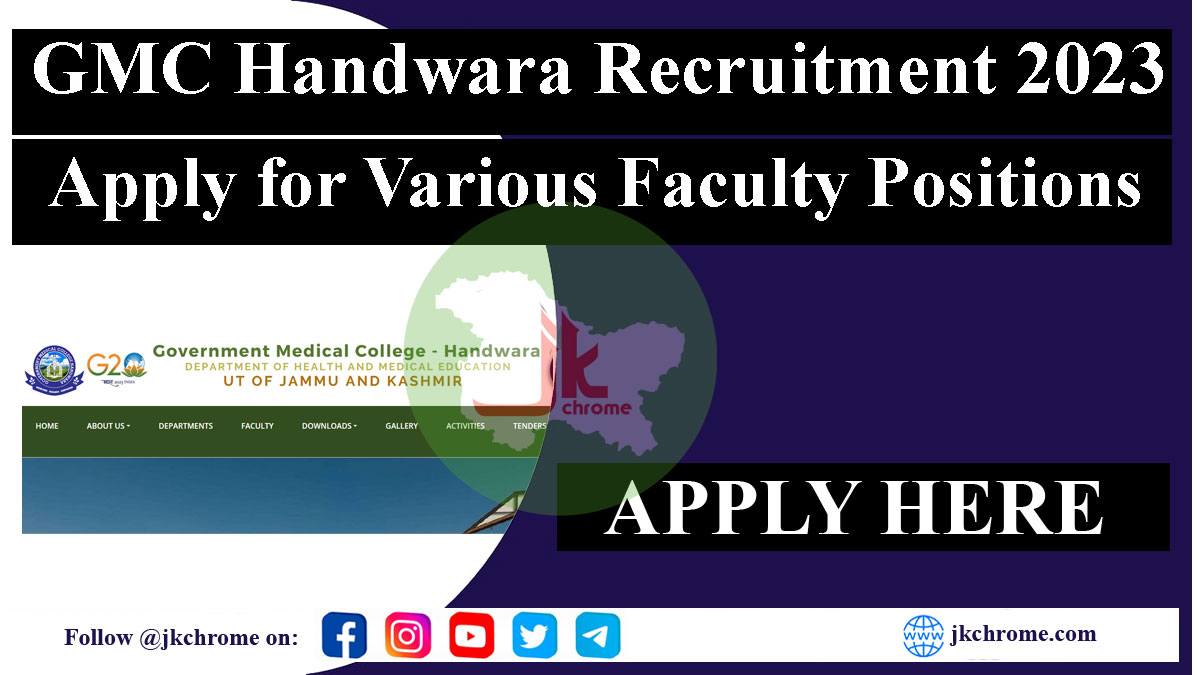 GMC Handwara Faculty Recruitment 2023