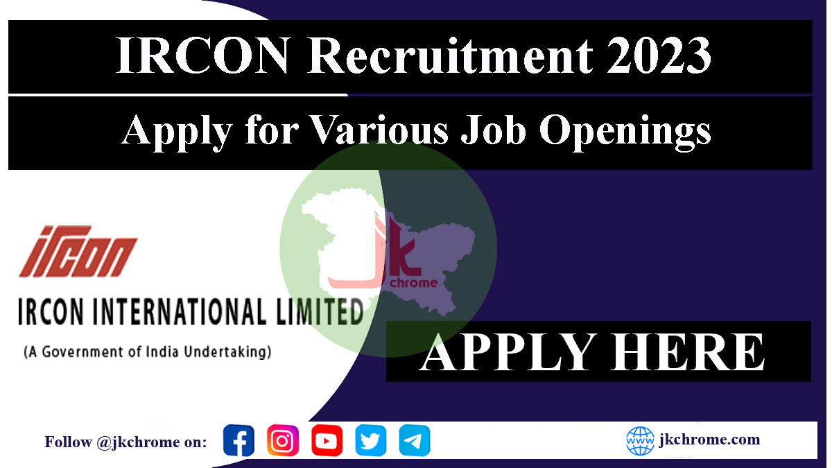 IRCON Recruitment 2023: HR Assistant & Finance Assistant