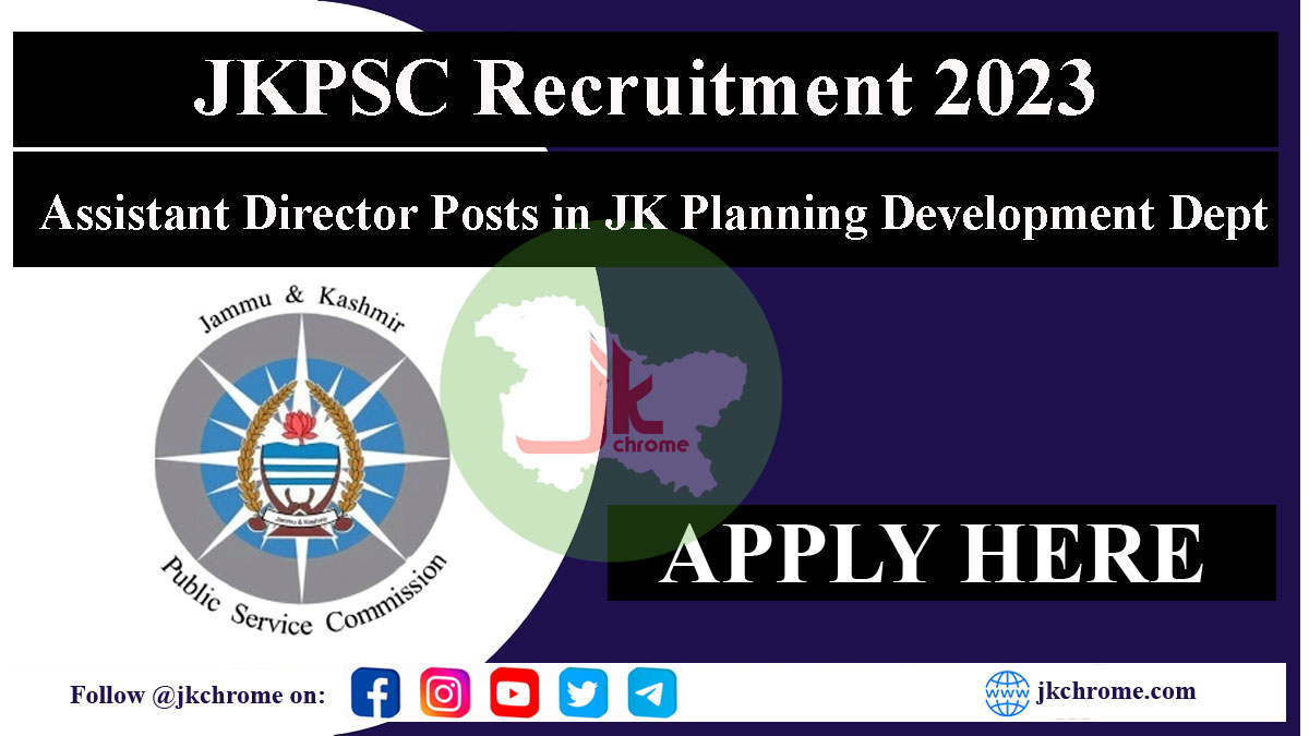 JKPSC Assistant Director Recruitment 2023 in JK Planning Development Department
