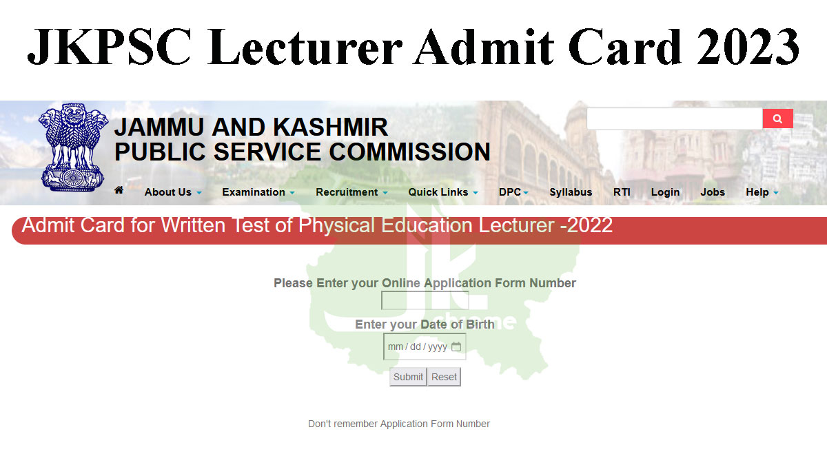 JKPSC Lecturer Admit Card 2023