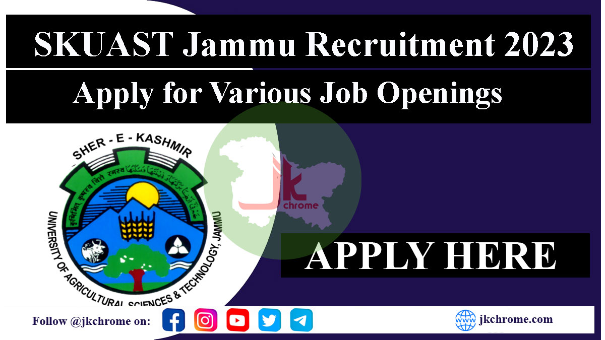 SKUAST Jammu Young Professionals Recruitment 2023