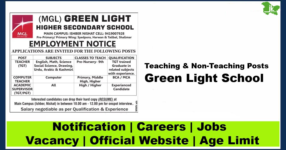 Teaching & Non-Teaching Posts at Green Light School