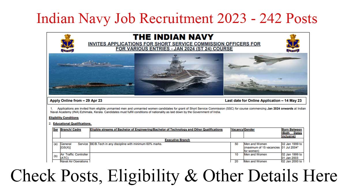Indian Navy Recruitment 2023 | 242 Officer Vacancies