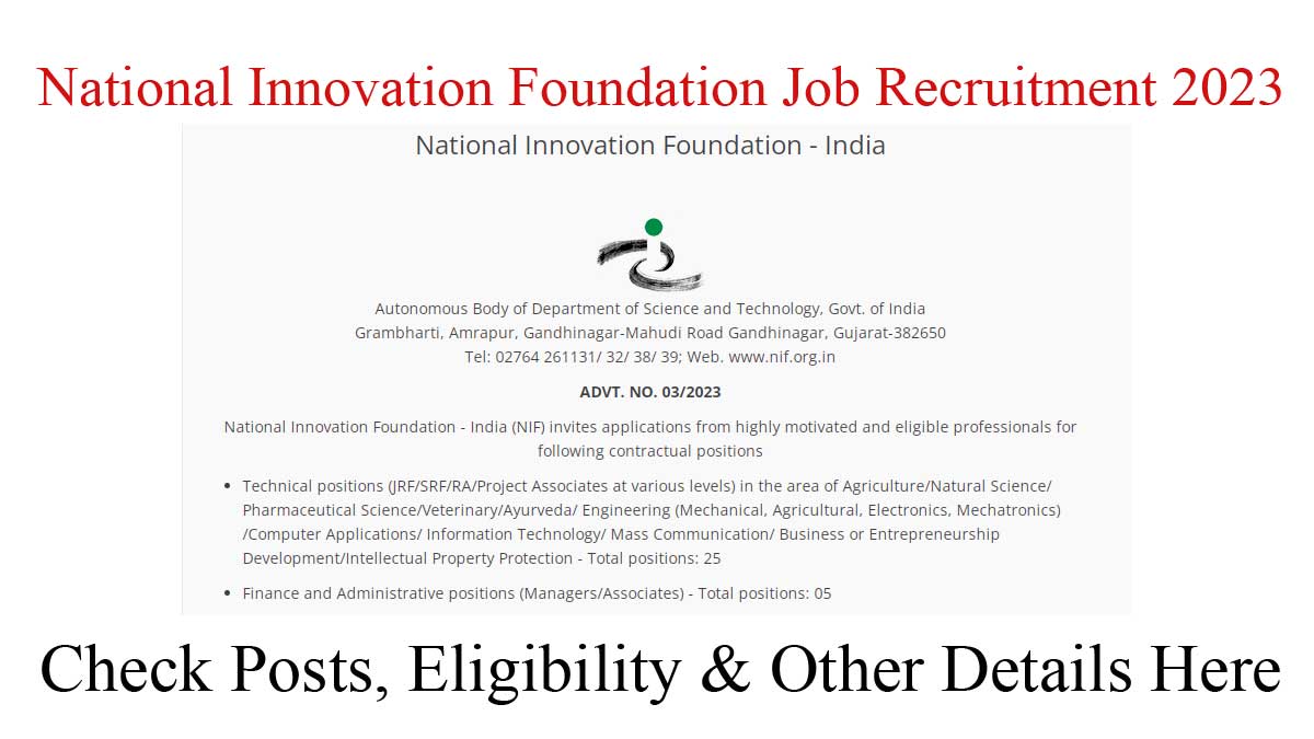 NIF Recruitment 2023 | Apply for 30 Vacancies