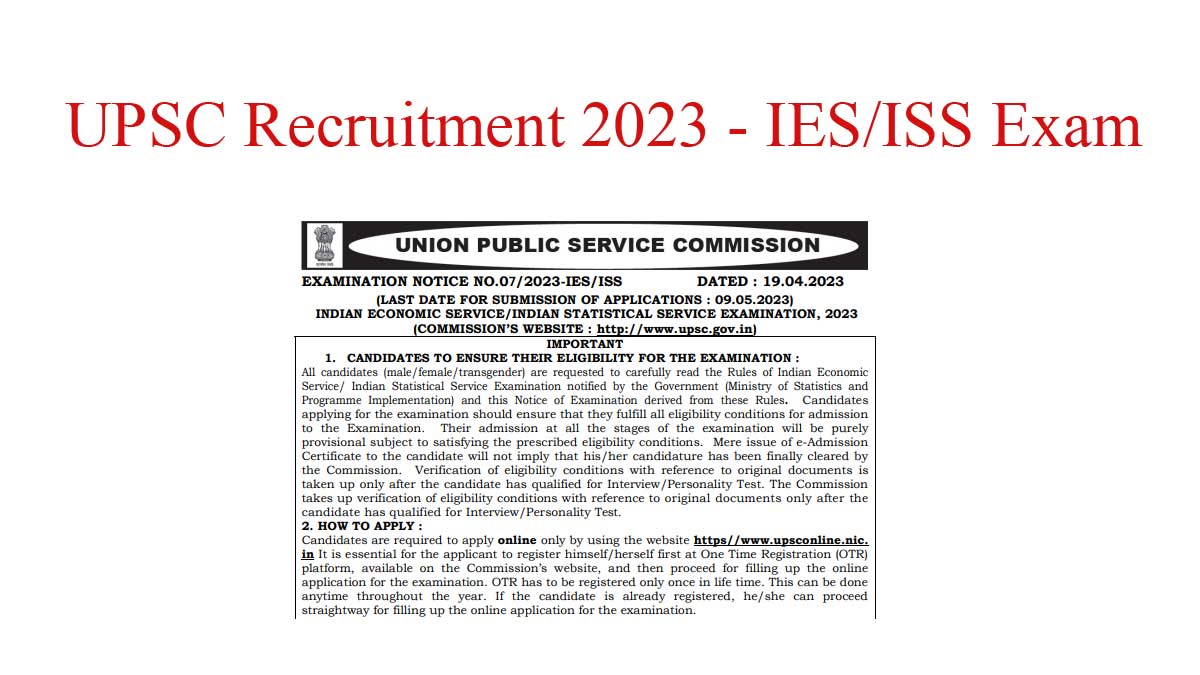UPSC IES/ISS Recruitment 2023 | Apply online for IES/ISS Exam 2023