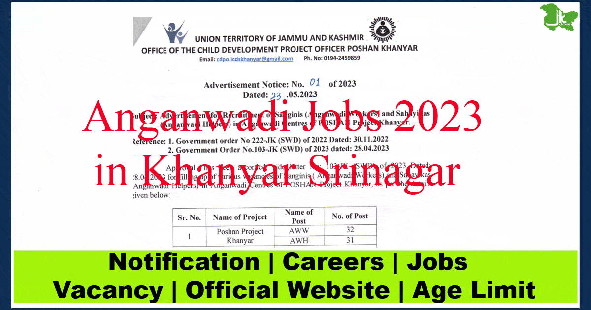 Anganwadi Jobs 2023 in Khanyar Srinagar | Apply Now