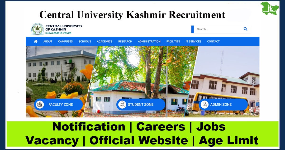 Central University Kashmir Recruitment Notification PDF @cukashmir.ac.in