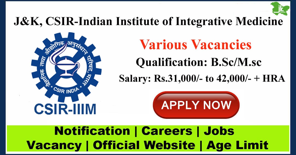 CSIR-IIIM Jammu Job Recruitment 2023