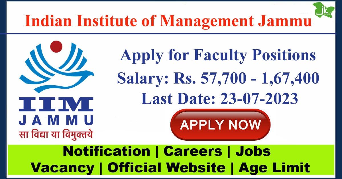 IIM Jammu Faculty Recruitment 2023 | Apply link Here