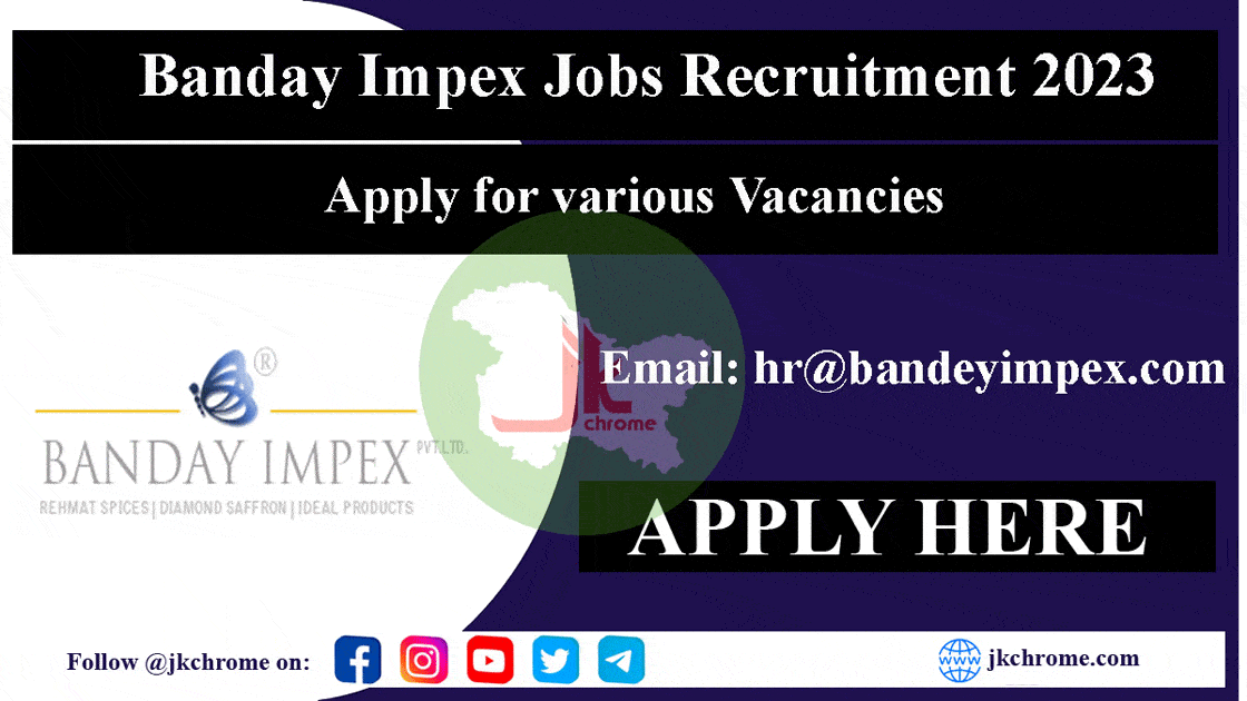 Banday Impex Job Vacancies 2023 | Details Here