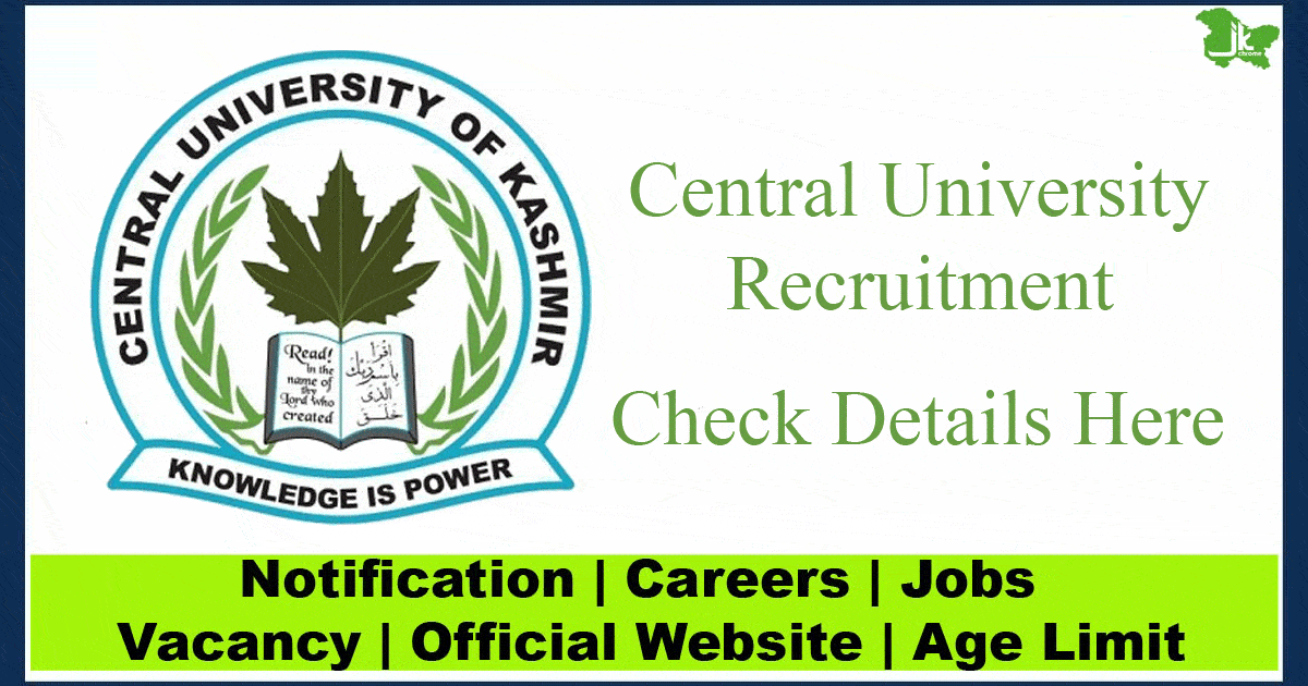 Central University JRF Recruitment 2023 Notification PDF @cukashmir.ac.in