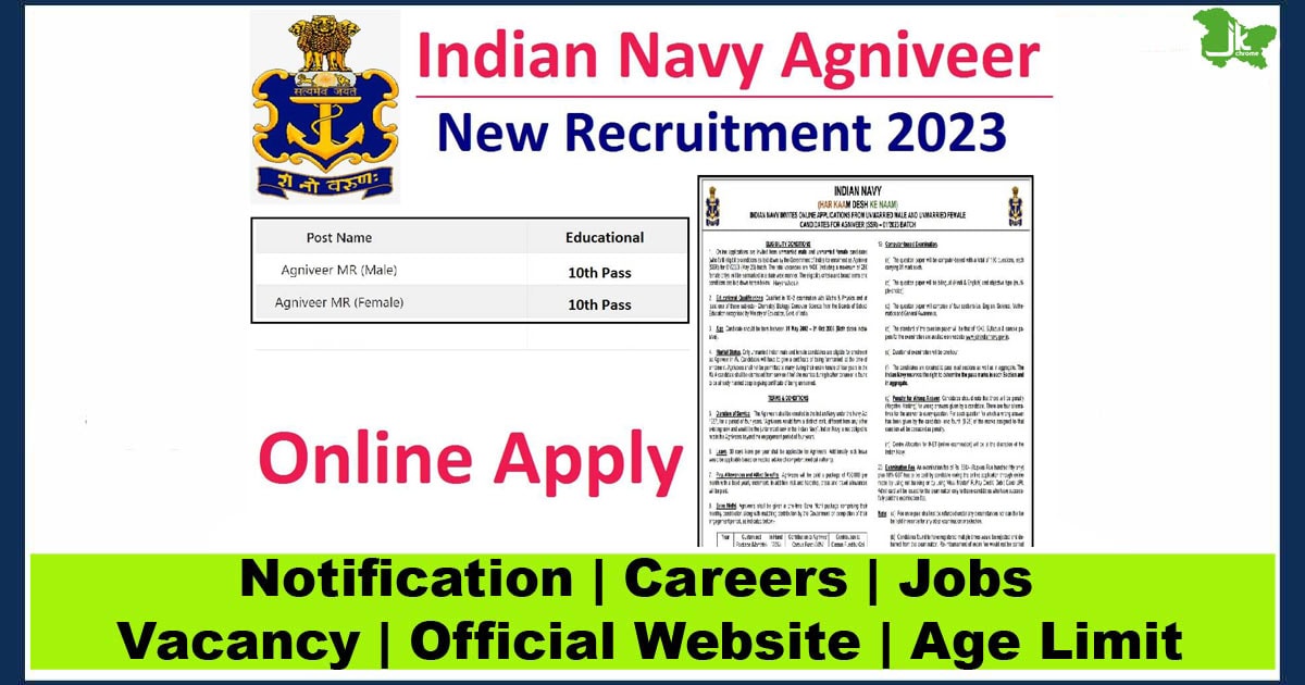 Indian Navy Agniveer MR Recruitment 2023 Notification Out | Apply Here