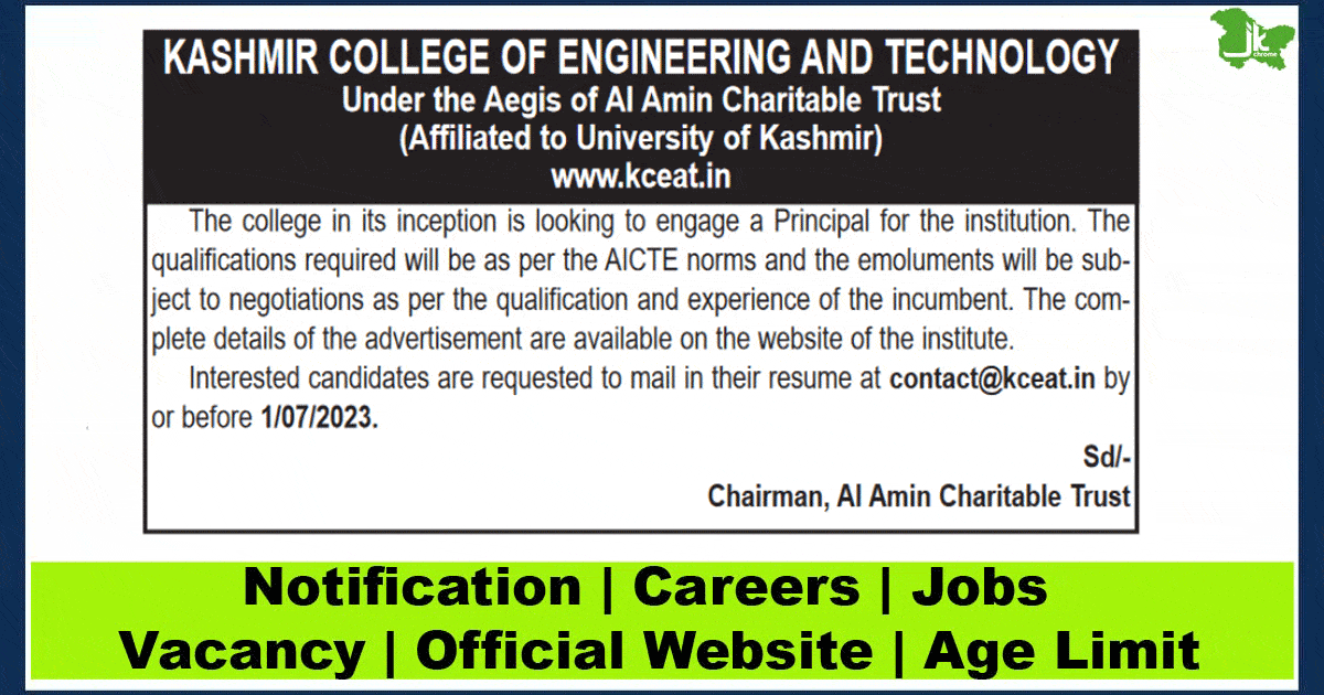 Jobs in Kashmir College of Engineering and Technology