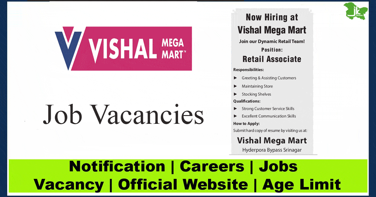 Vishal Mega Mart Srinagar Jobs 2023 | Apply Now