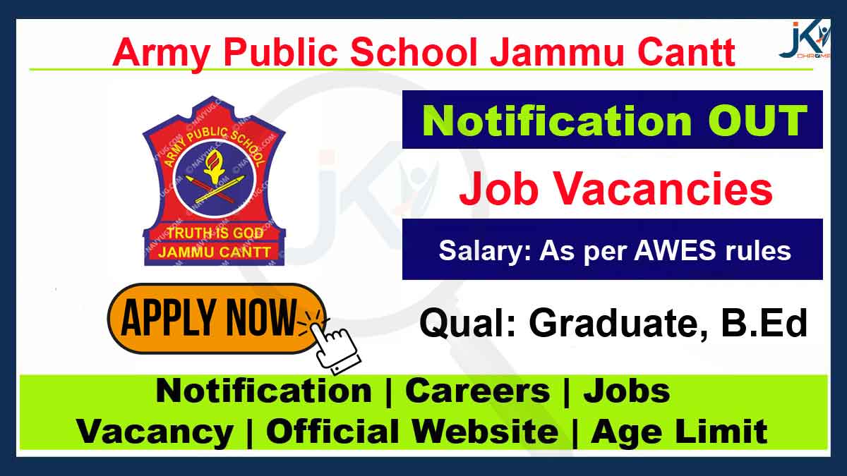 Army Public School Jammu Cantt Jobs 2023