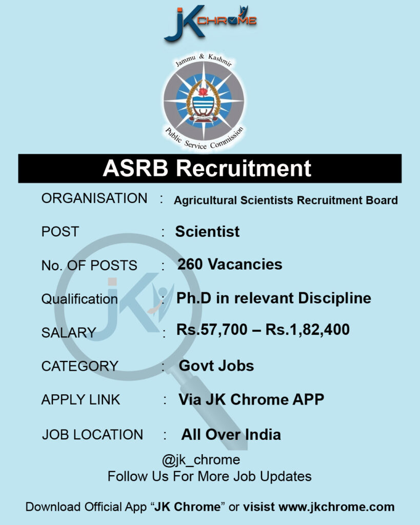 ASRB Scientist Recruitment 1