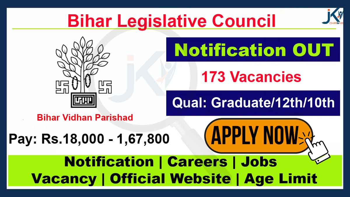 Bihar Legislative Council Recruitment 2023, Apply Online for 172 Vacancies