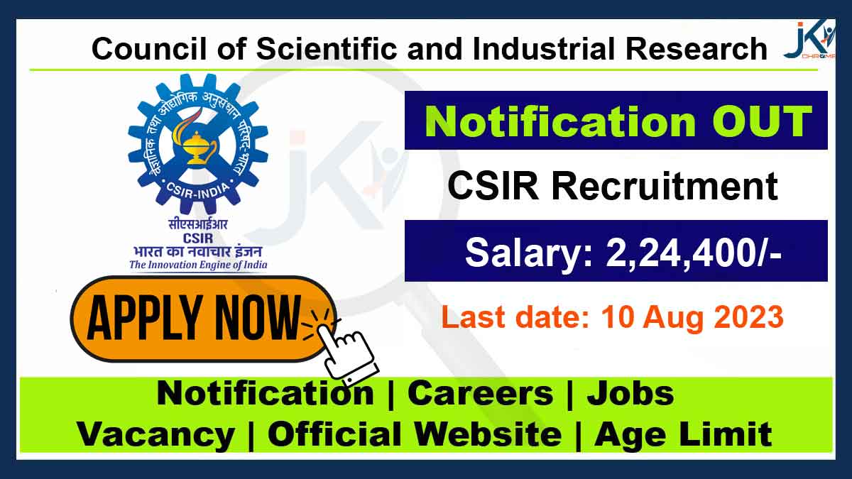 CSIR Recruitment 2023, Distinguished Scientists Posts