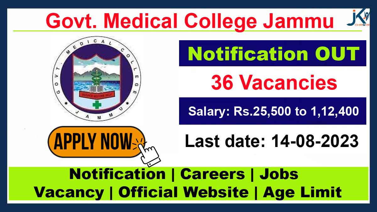 GMC Jammu Recruitment 2023, 36 Posts available
